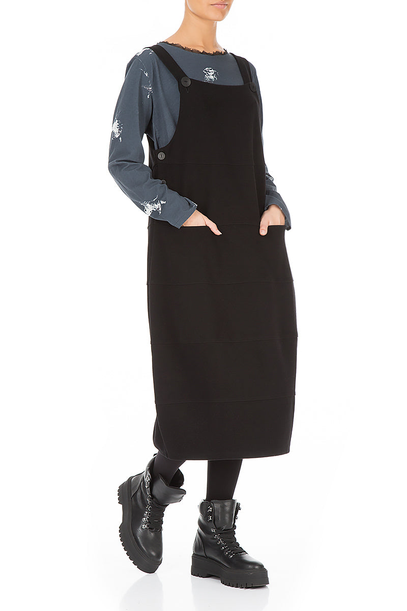 Black Cotton Jersey Balloon Pinafore Dress 4