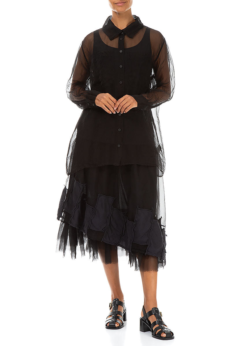 Black Silk Chiffon Shirt 4