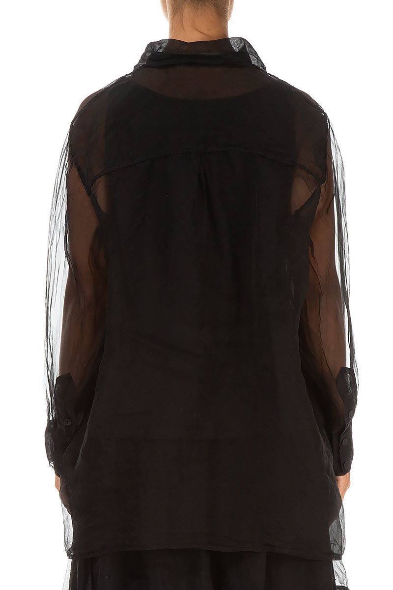 Black Silk Chiffon Shirt 2