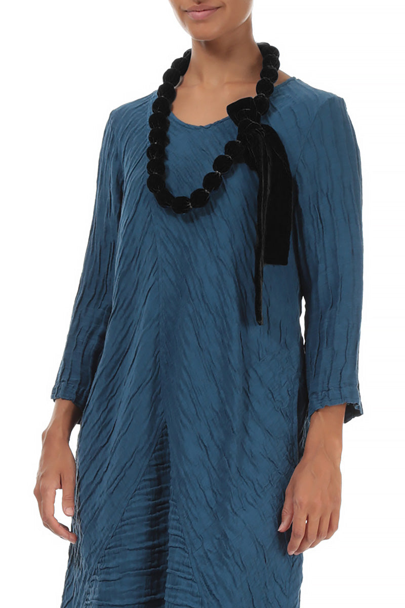 Black Silk Velvet Bead Necklace 4