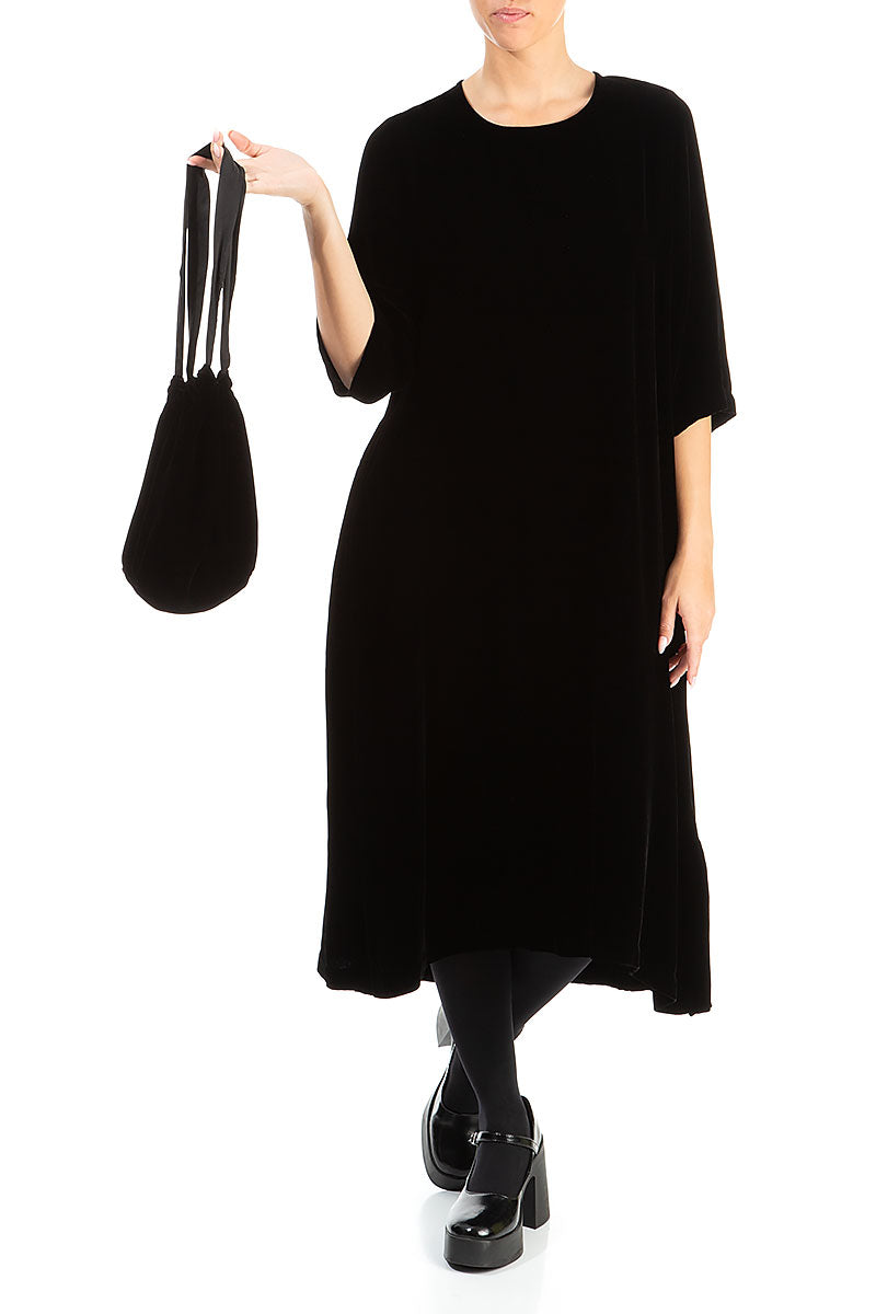 Black Silk Velvet Evening Hand Bag 3