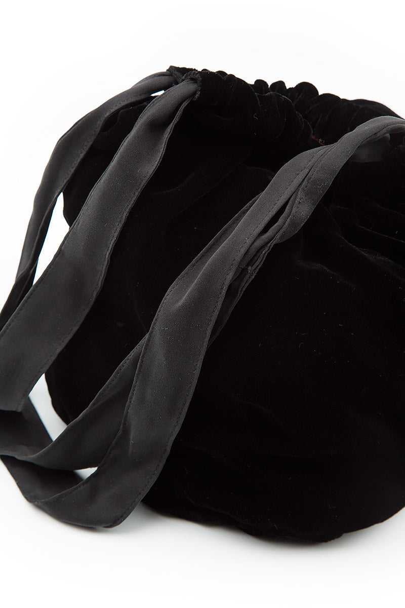 Black Silk Velvet Evening Hand Bag 5