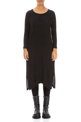 Black Silk Viscose Shift Dress 1