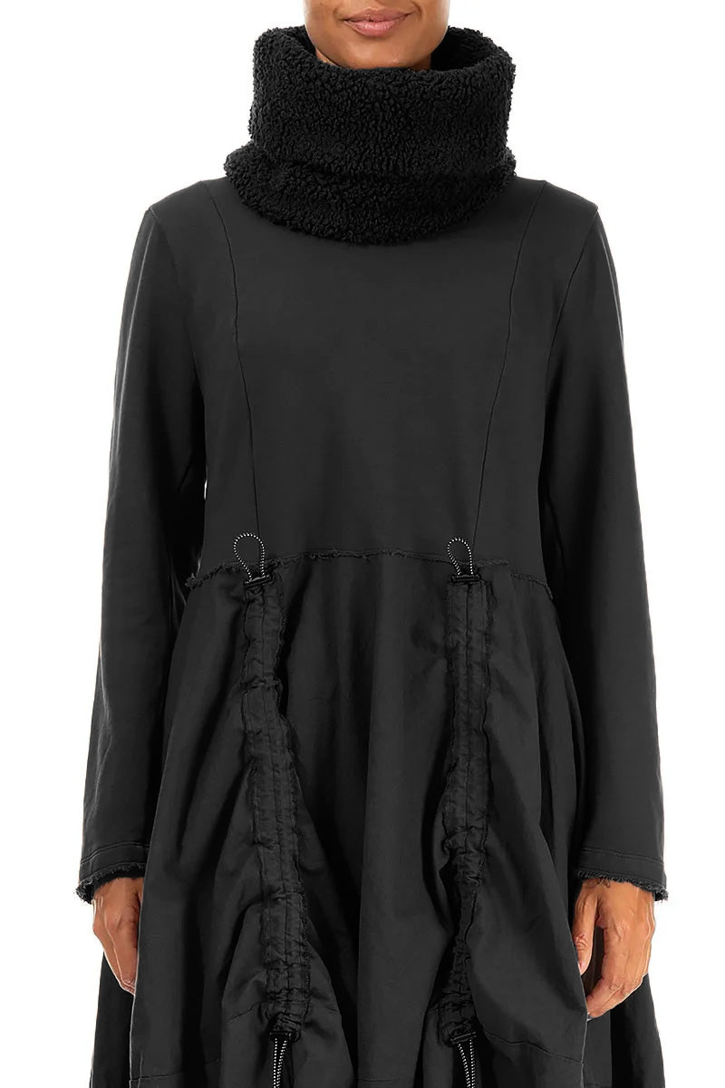 Écharpe infinie en coton noir Teddy