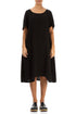 Black Textured Linen Dress 1