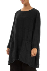 Black Textured Linen Tunic 3