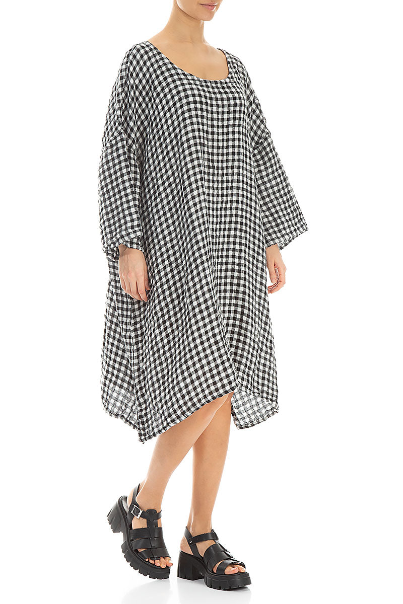 Black & White Check Linen Tunic Dress 3