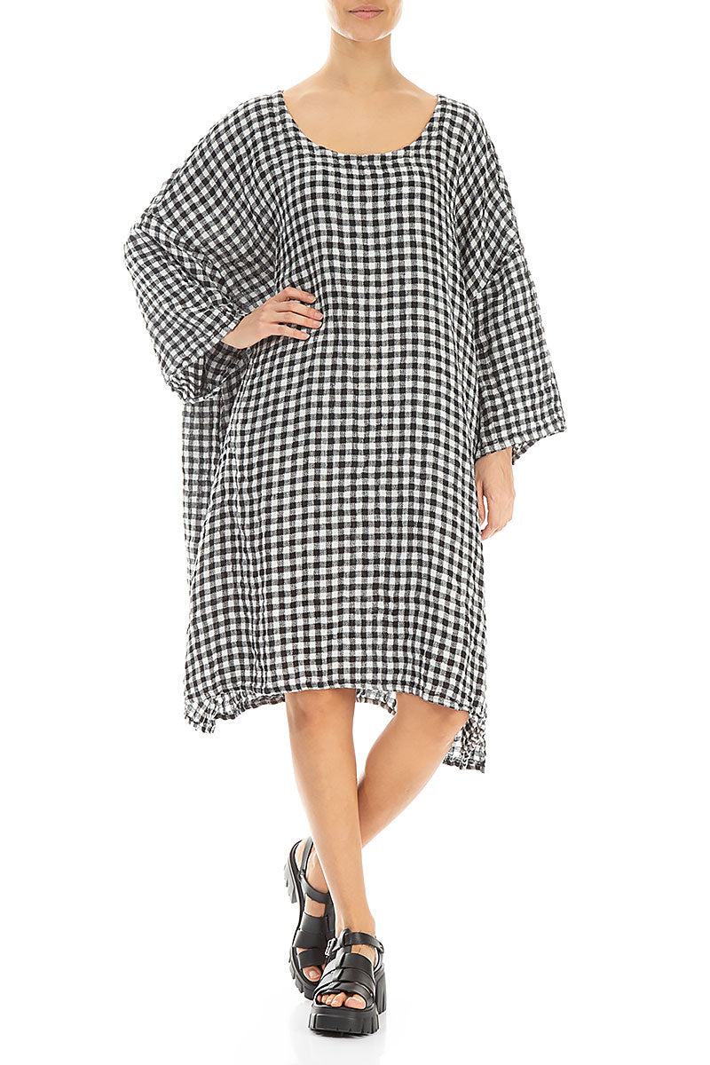 Black & White Check Linen Tunic Dress 4