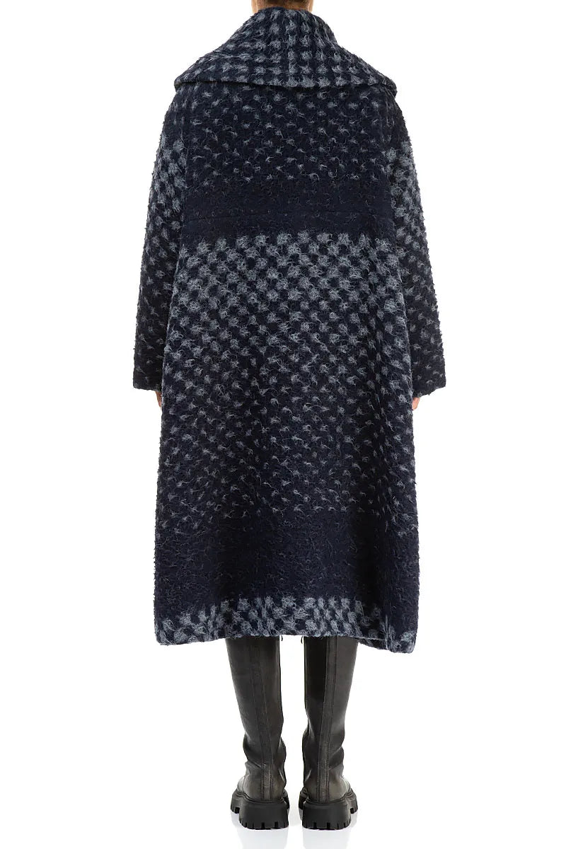 Blue Alpaca Wool Trapeze Coat 3