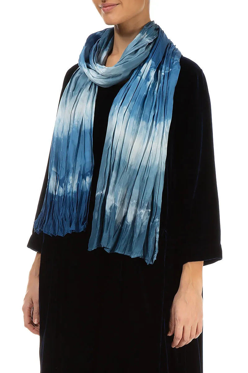 Blue Ombré Pure Silk Scarf 4