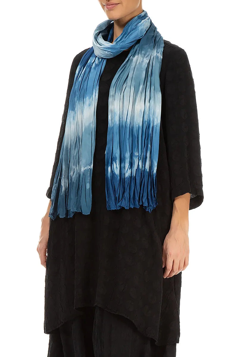 Blue Ombré Pure Silk Scarf 3
