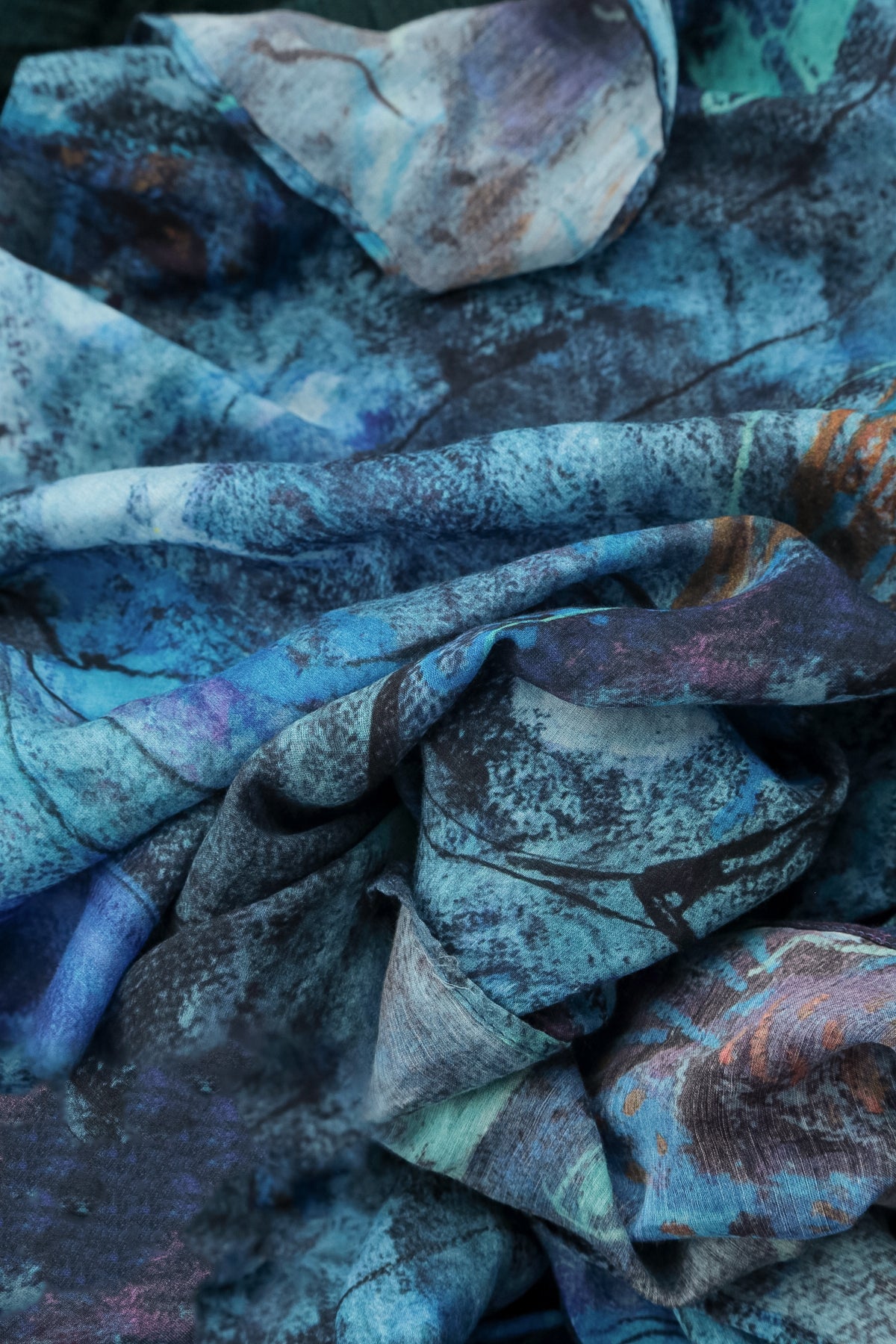 Blue Reverie Silk Cotton Scarf 5