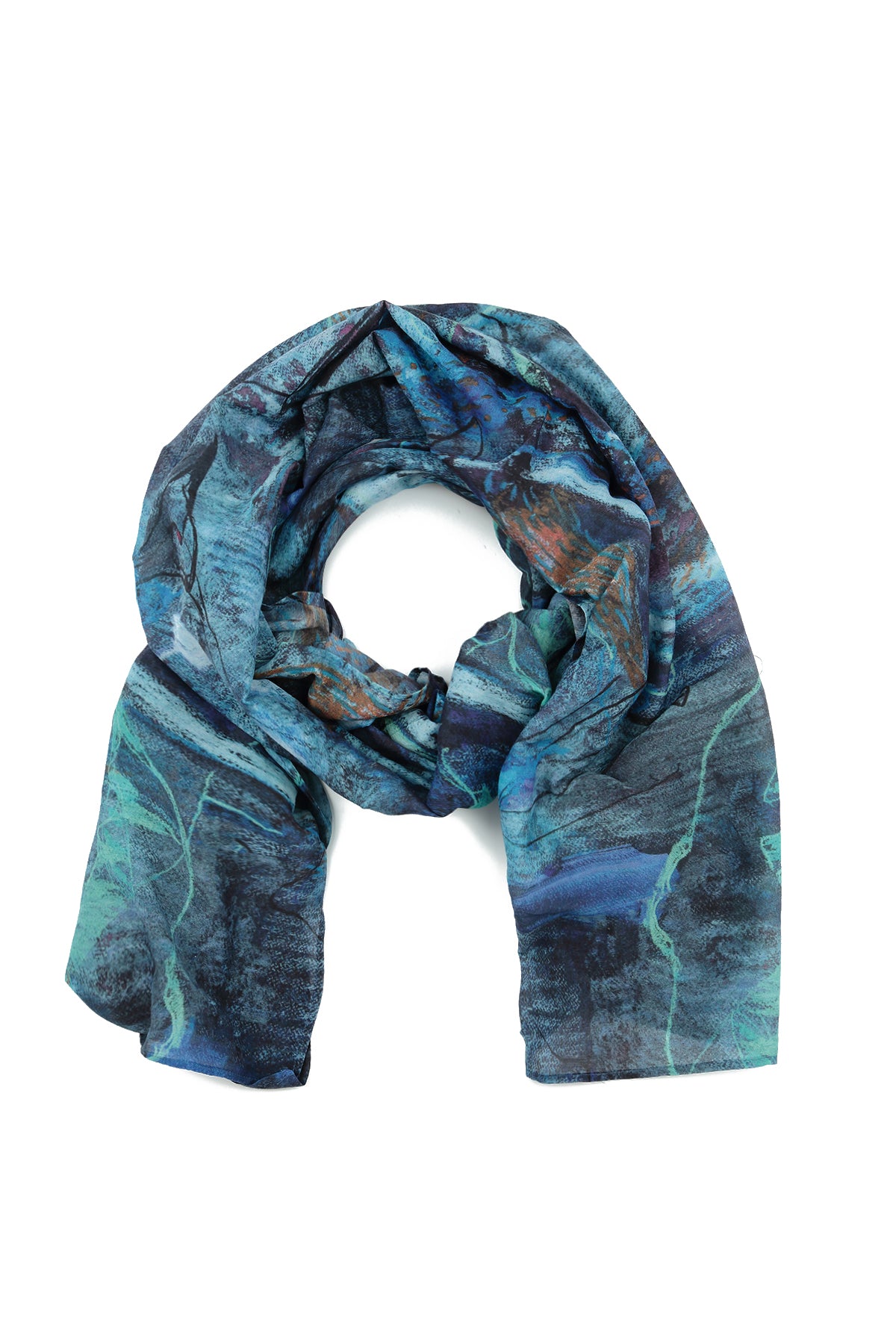 Blue Reverie Silk Cotton Scarf 1