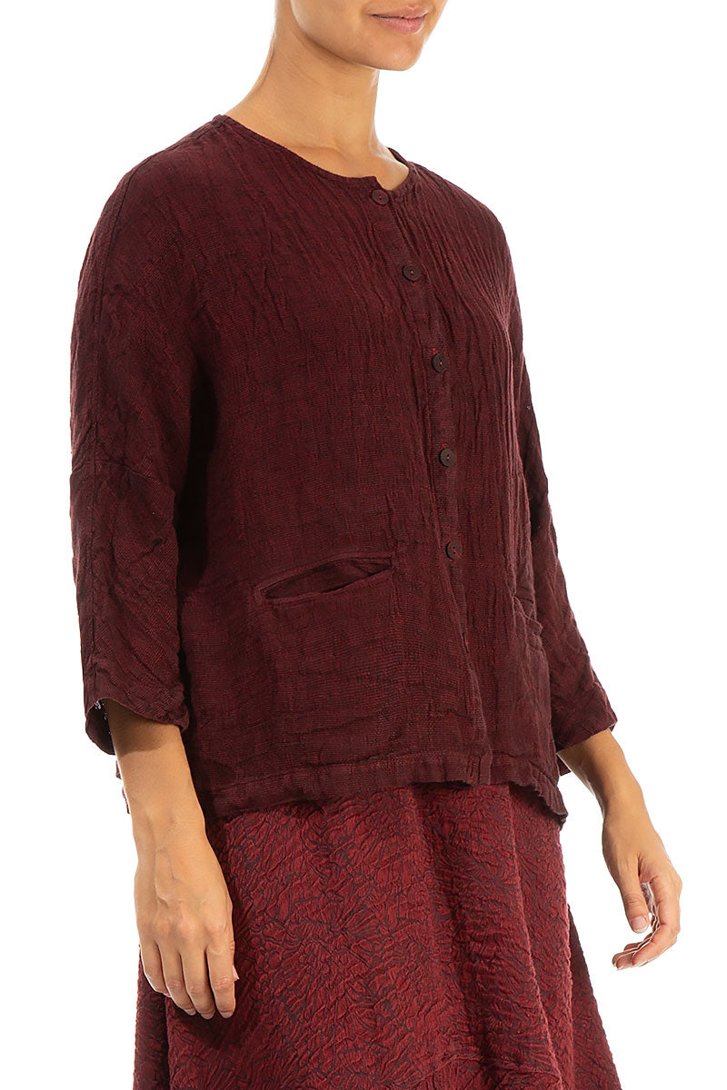 Bordeaux Mélange Linen Jacket Blouse 3