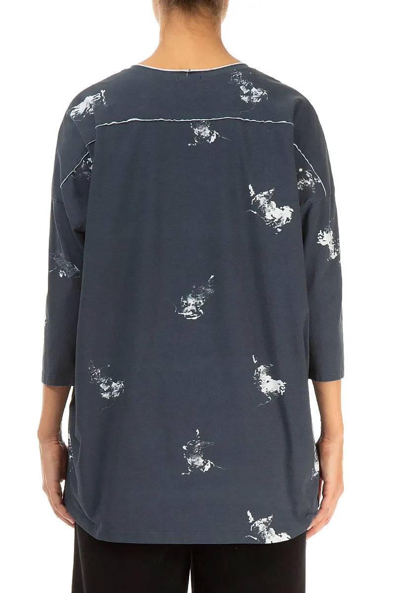 Boxy Abstract Cotton Blouse