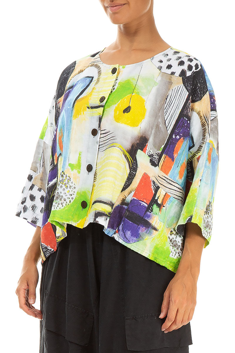 Boxy Artmaze Linen Jacket 3