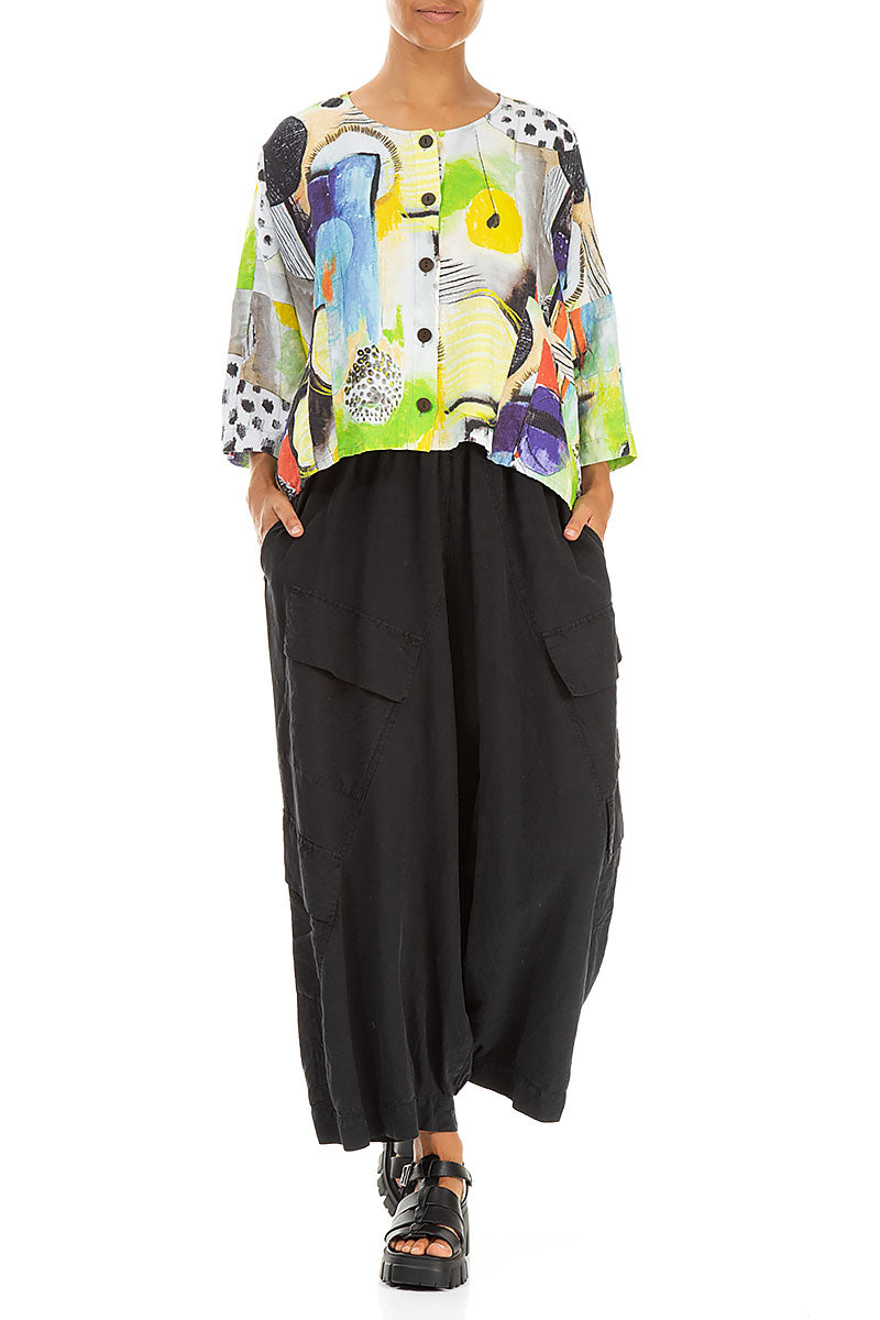Boxy Artmaze Linen Jacket 4