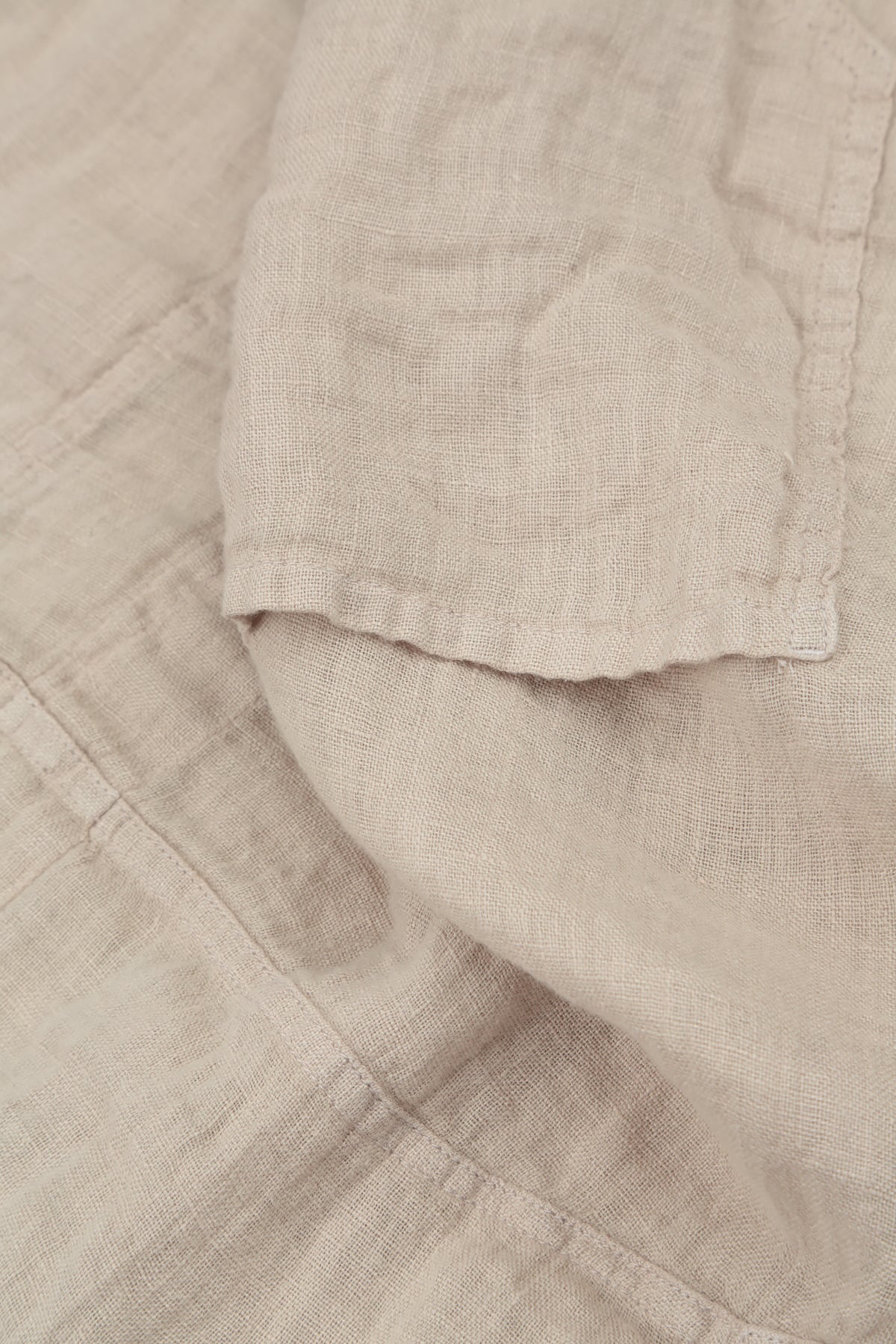 Boxy Beige Gauze Linen Blouse