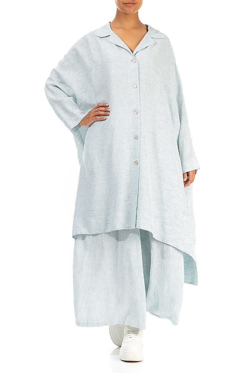 Boxy Blue Striped Linen Jacket 4