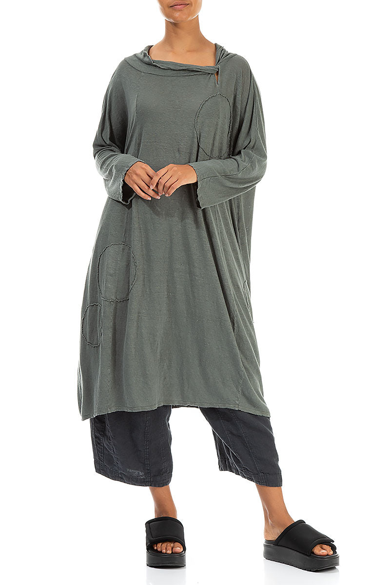 Boxy Bubble Décor Sage Linen Jersey Dress 4