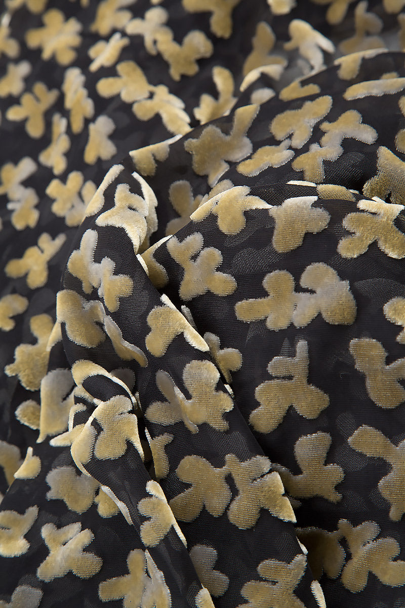 Boxy Devoré Petals Gold Silk Velvet Blouse 5