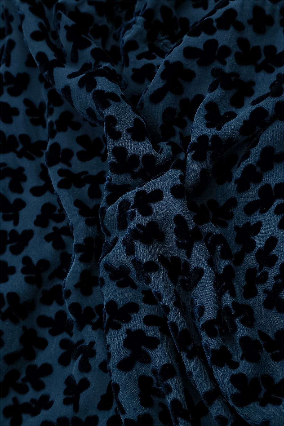 Boxy Devoré Petals Royal Blue Silk Velvet Blouse