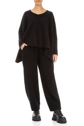 Boxy Felted Plush Wool Black Cotton Jumper 5