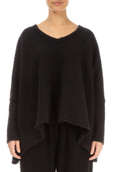 Boxy Felted Plush Wool Black Cotton Jumper 2