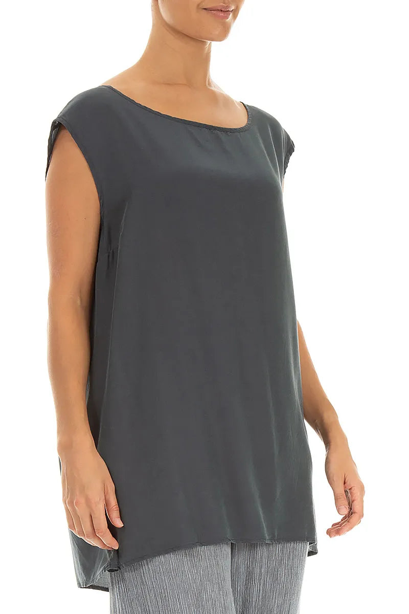 Chemisier Boxy en Soie et Bambou Graphite