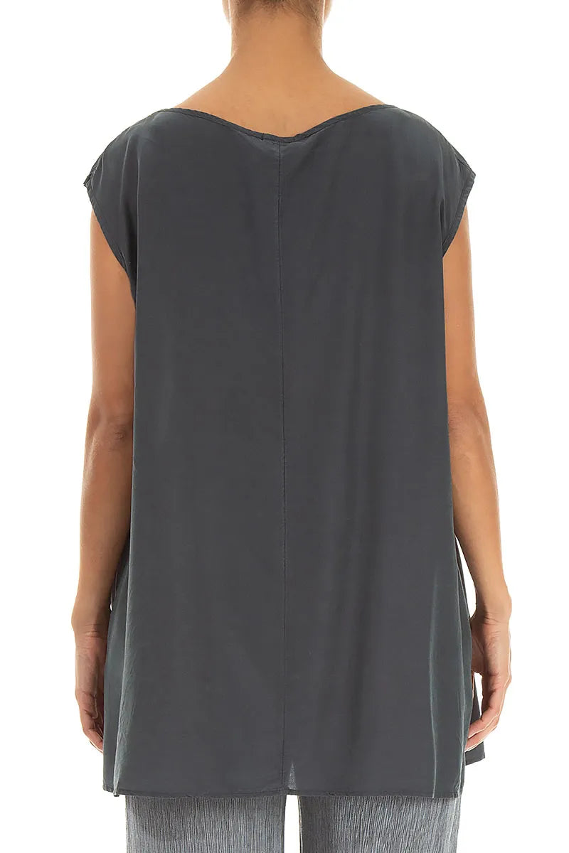 Chemisier Boxy en Soie et Bambou Graphite