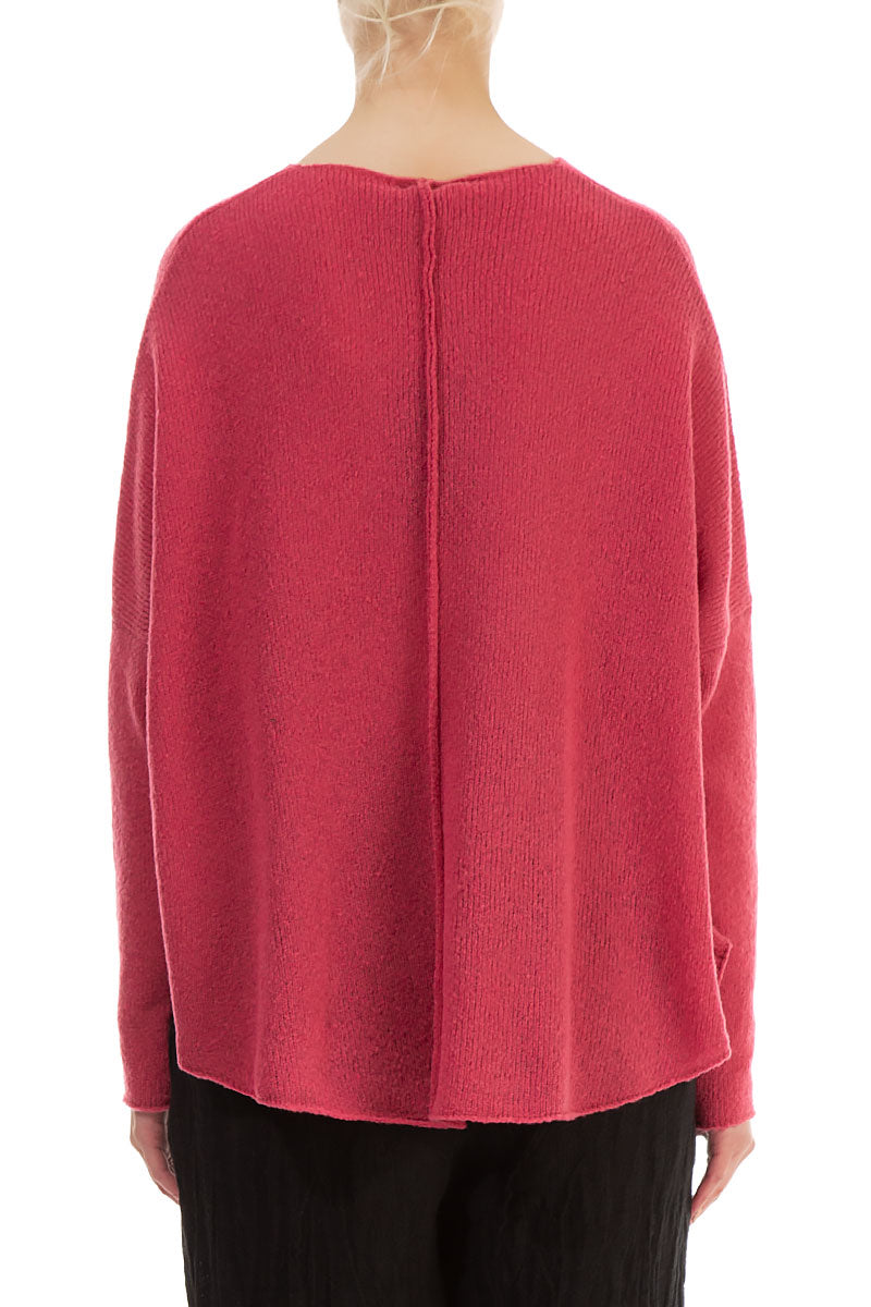 Boxy Longer Back Pink Punch Wool Sweater 2