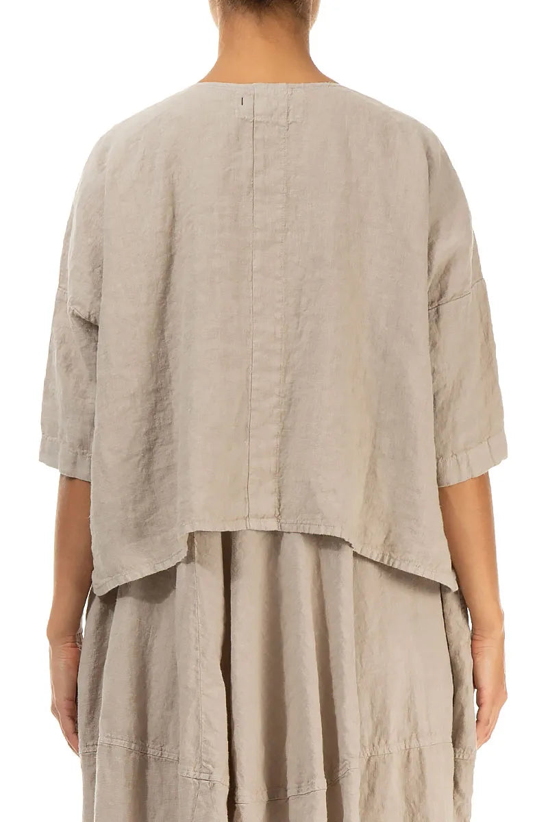 Boxy Beige Linen Jacket 2