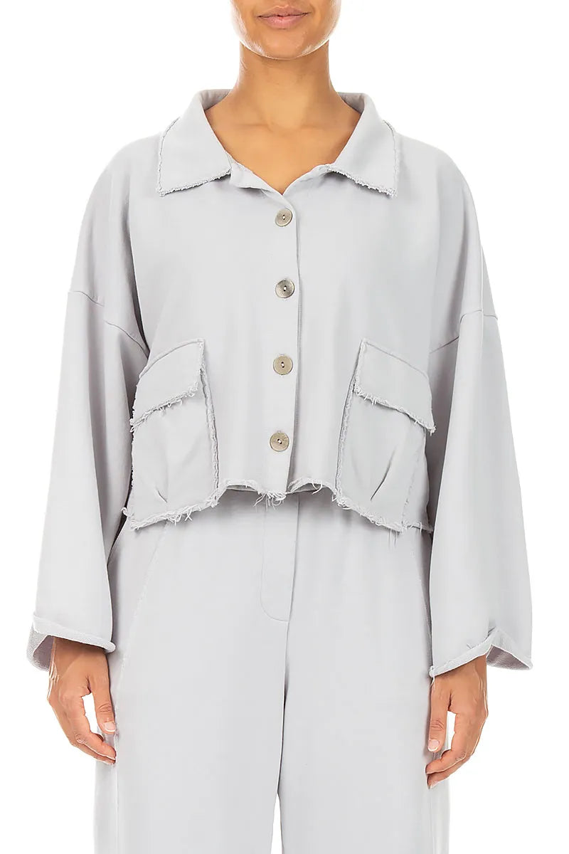 Veste boxy en coton French Terry gris perle