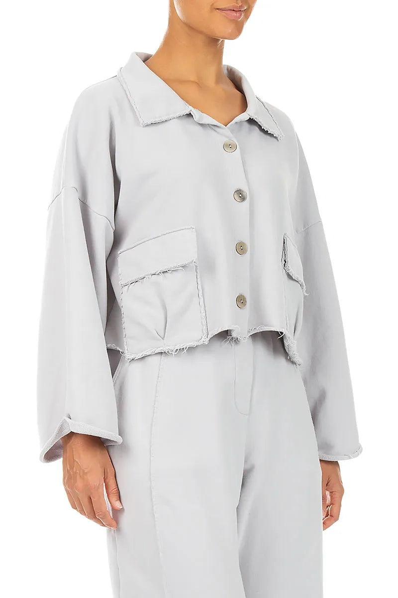 Veste boxy en coton French Terry gris perle