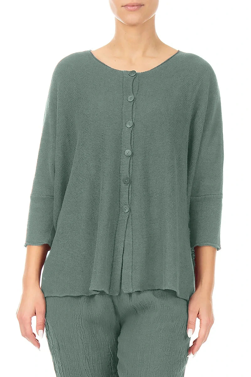 Boxy Sage Linen Cardigan 3