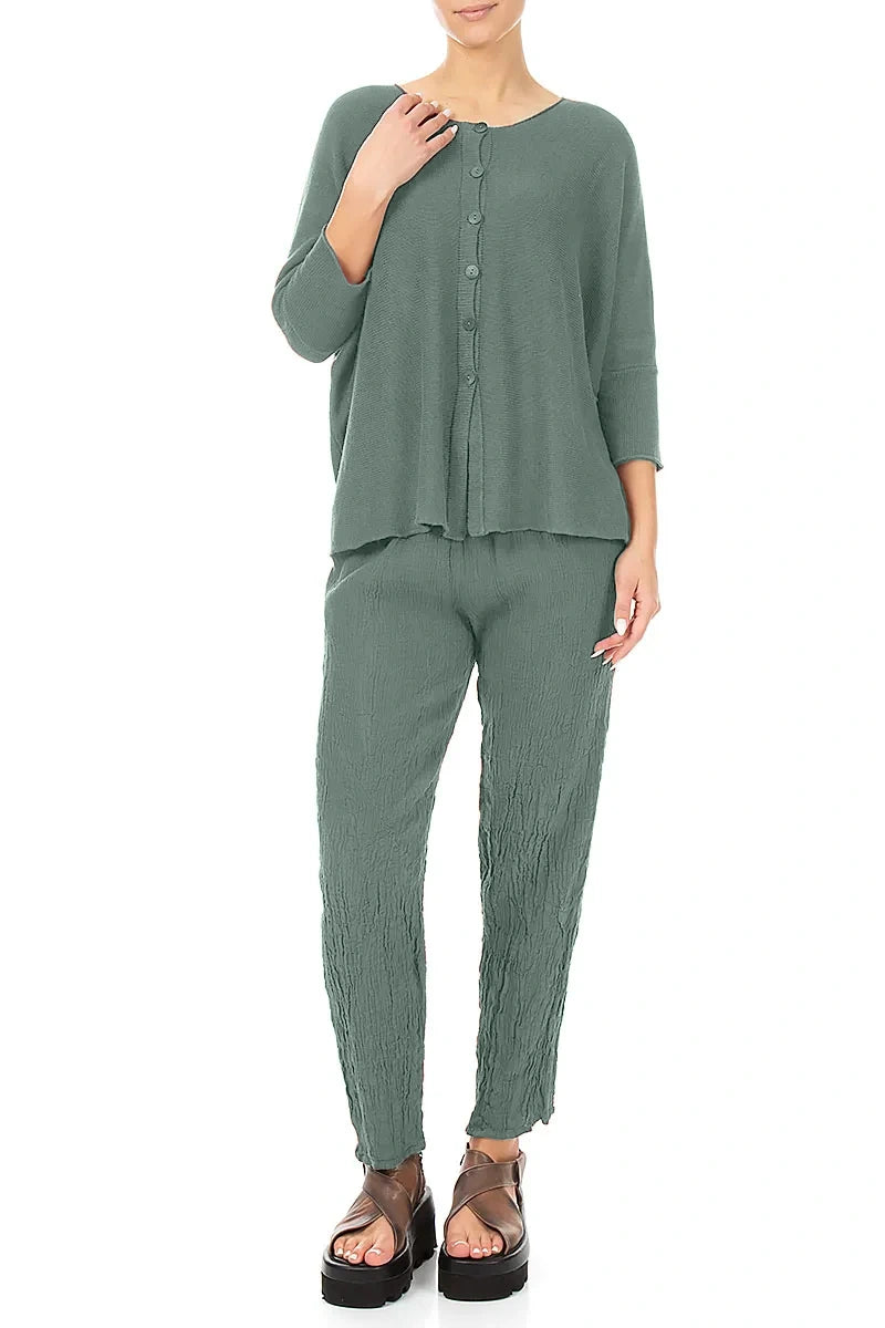 Boxy Sage Linen Cardigan 4