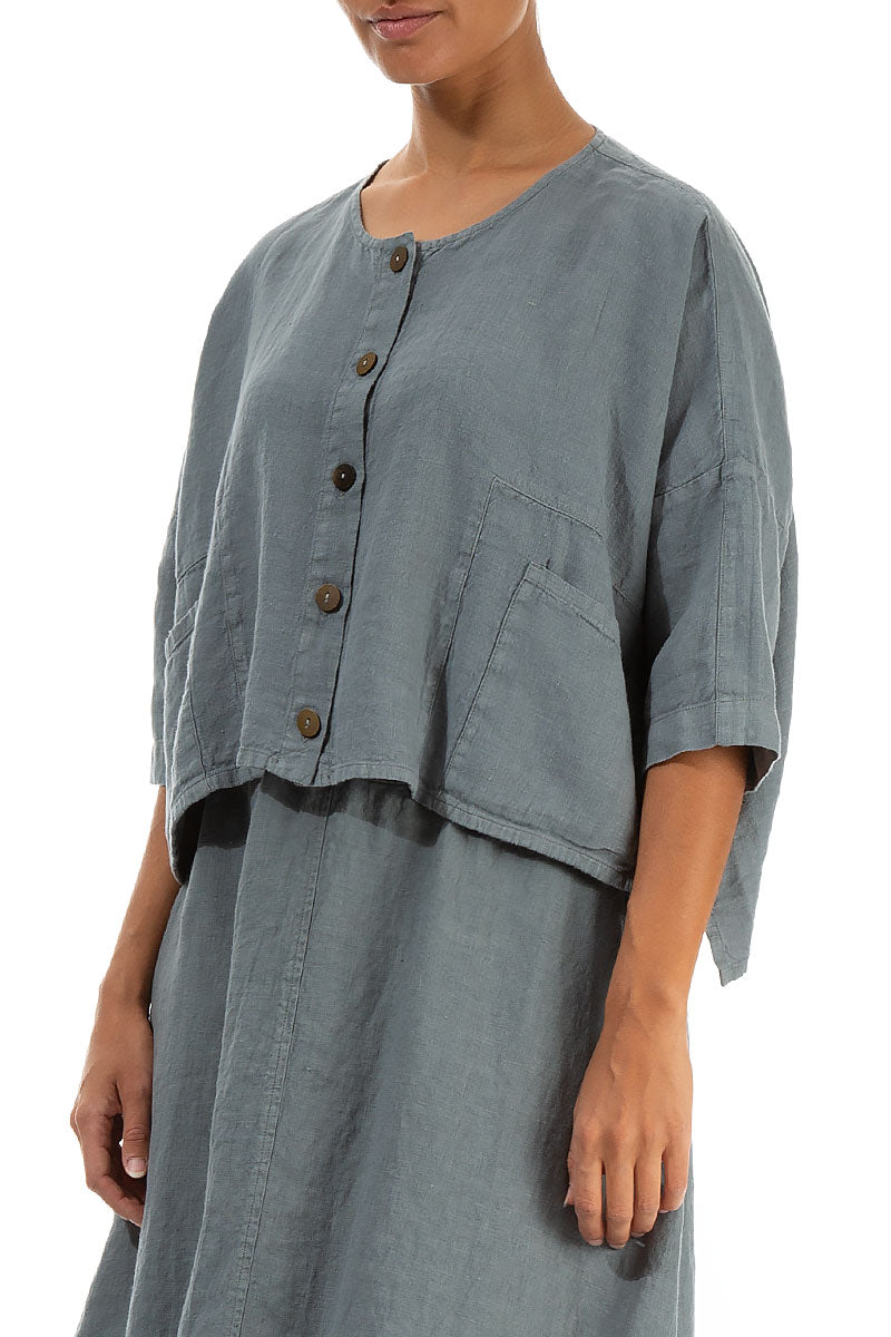 Boxy Sage Linen Jacket 3