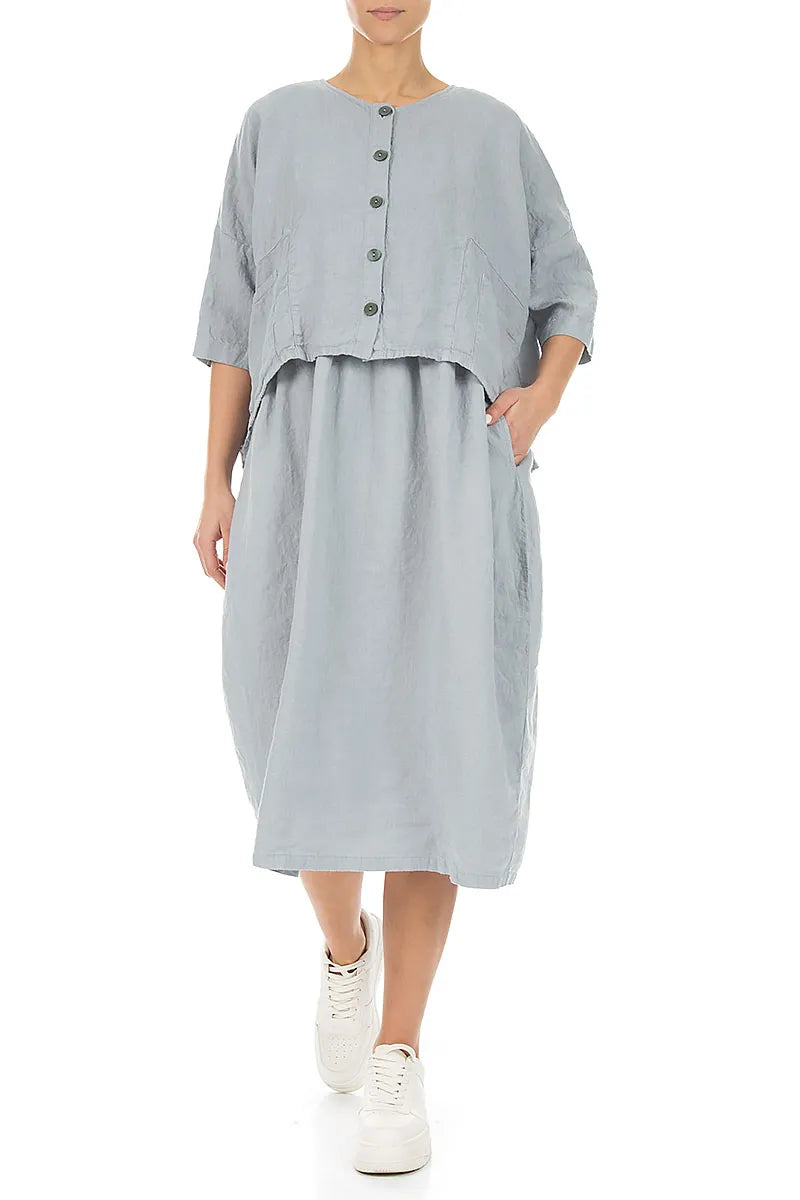 Veste ample en lin gris argenté