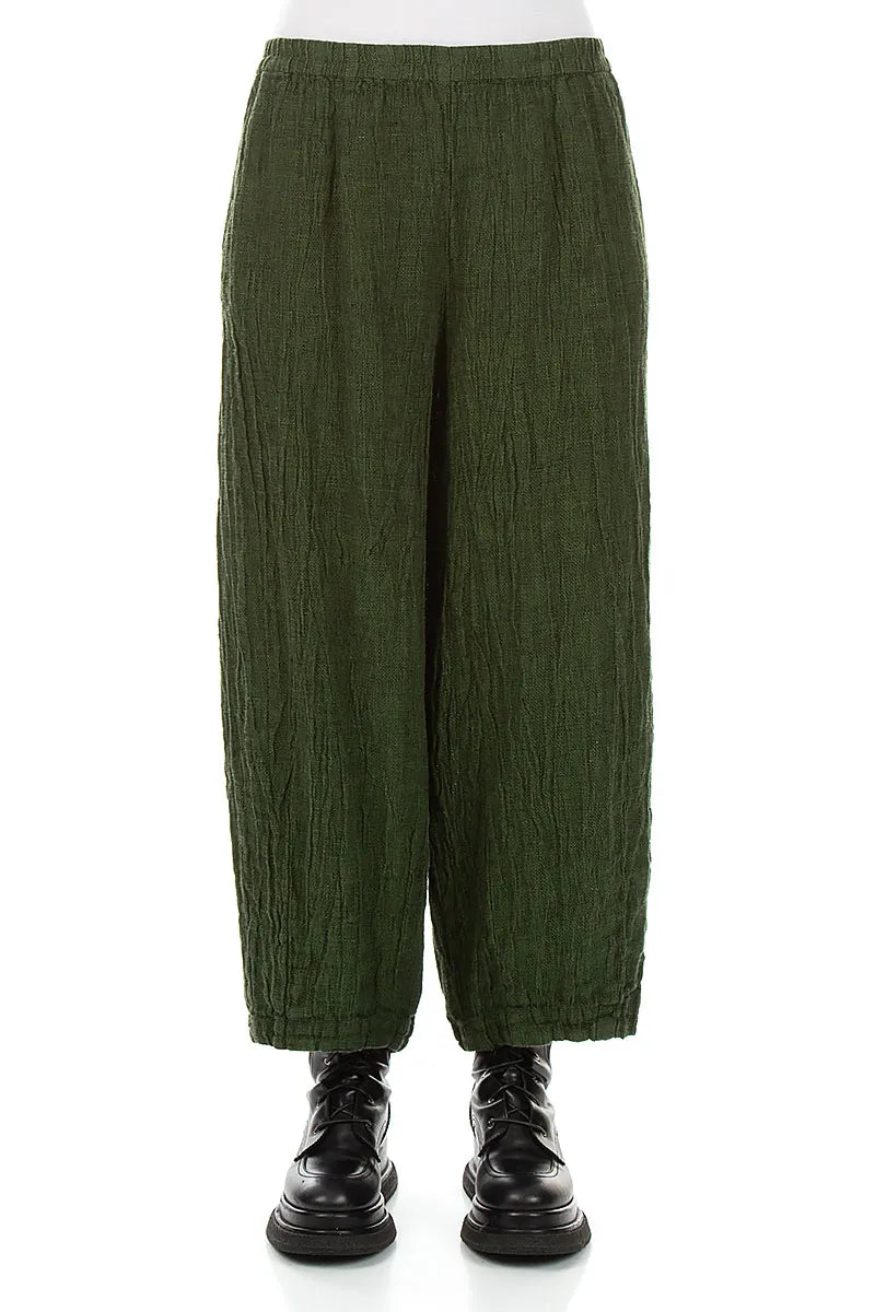 Bubble Shamrock Green Mélange Linen Trousers 1