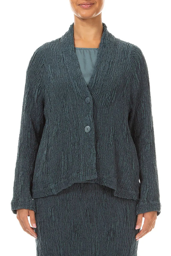Button Slate Textured Silk Linen Jacket 1