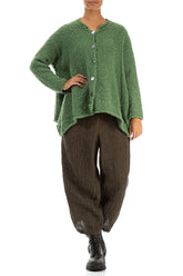 Asymmetric Buttoned Sage Green Alpaca Wool Cardigan 4