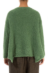 Asymmetric Buttoned Sage Green Alpaca Wool Cardigan 2