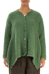 Asymmetric Buttoned Sage Green Alpaca Wool Cardigan 1