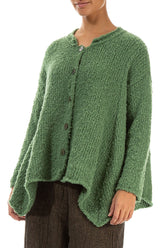 Asymmetric Buttoned Sage Green Alpaca Wool Cardigan 3
