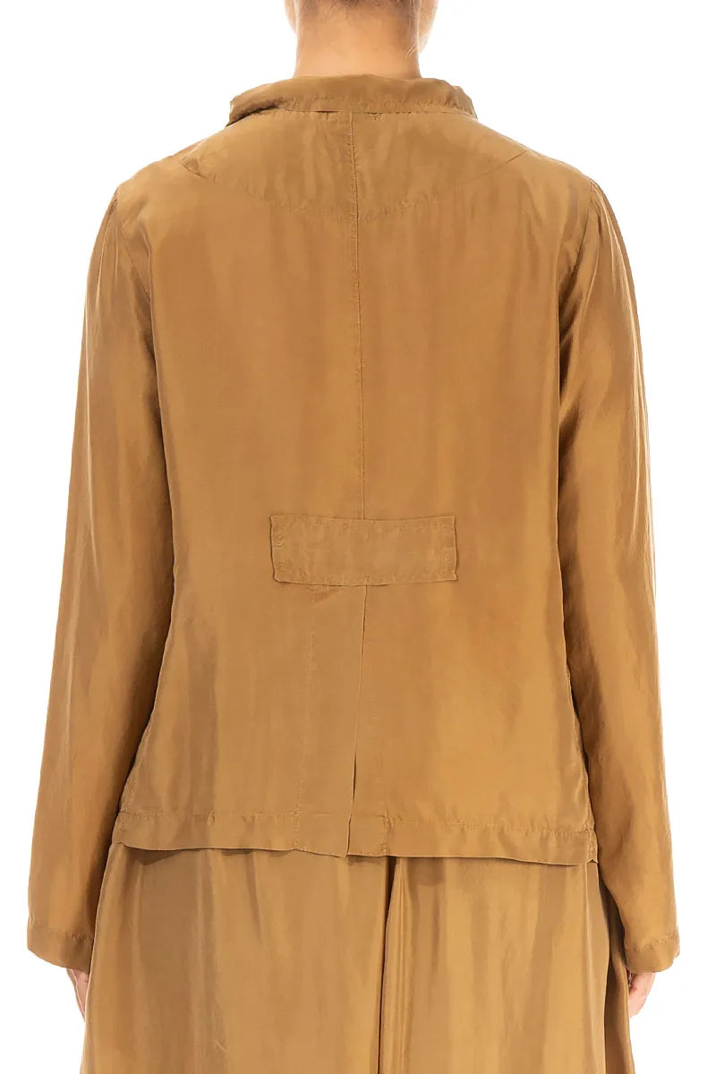 Buttoned Aged Copper Pure Silk Jacket 2