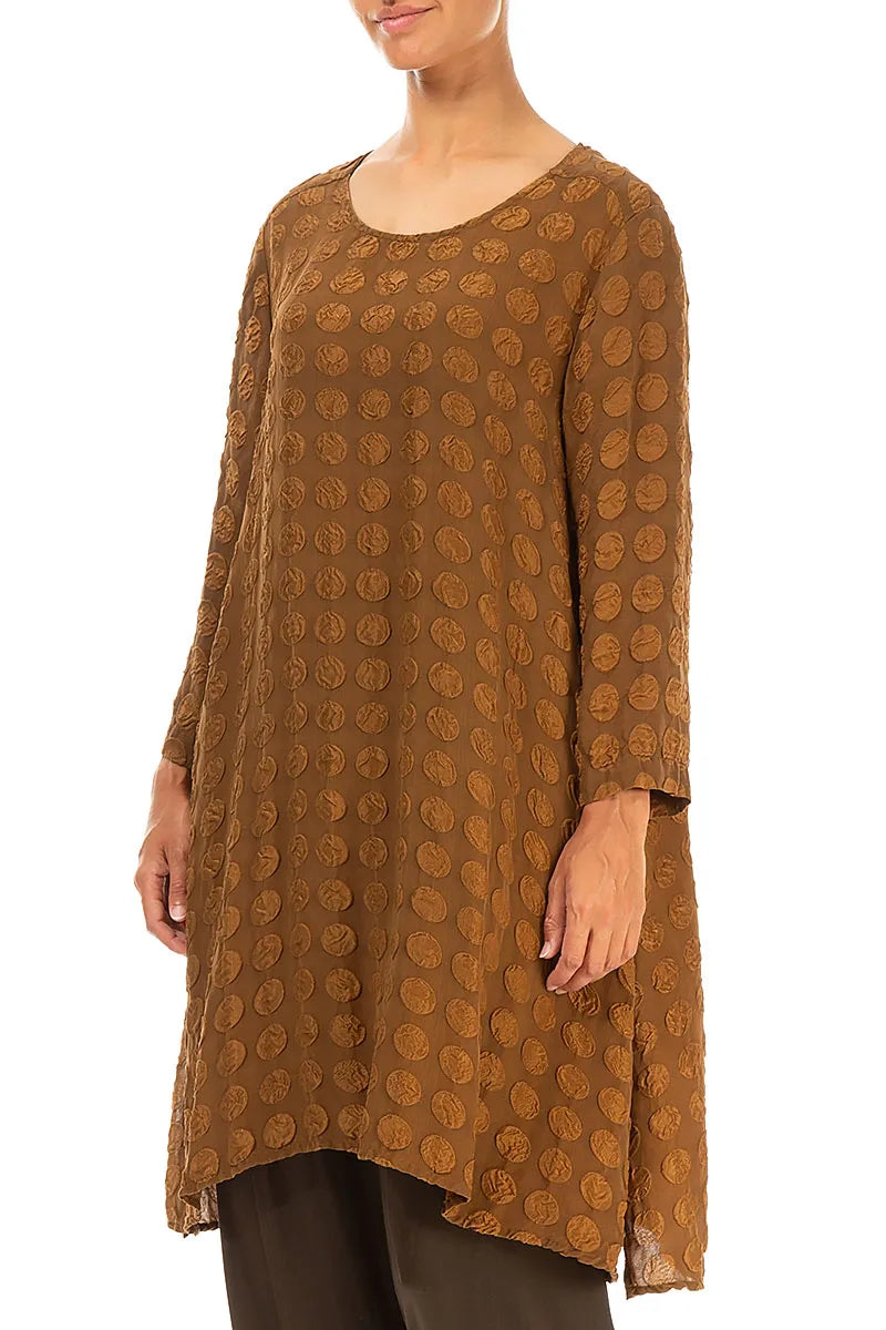 Buttoned Back Bubble Aged Copper Silk Tunic 3