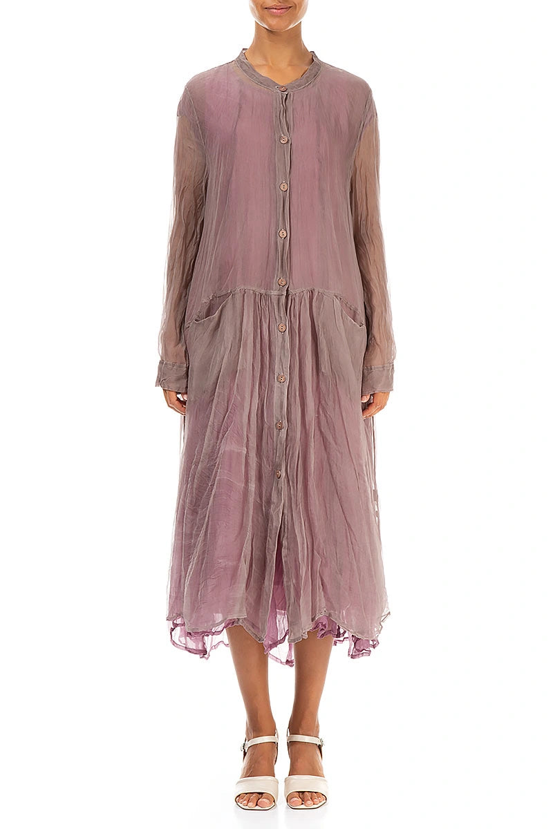 Buttoned Beige Silk Chiffon Jacket