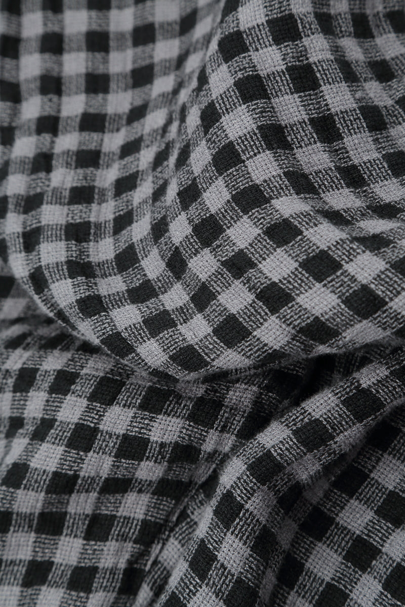 Buttoned Grey Check Linen Dress 5
