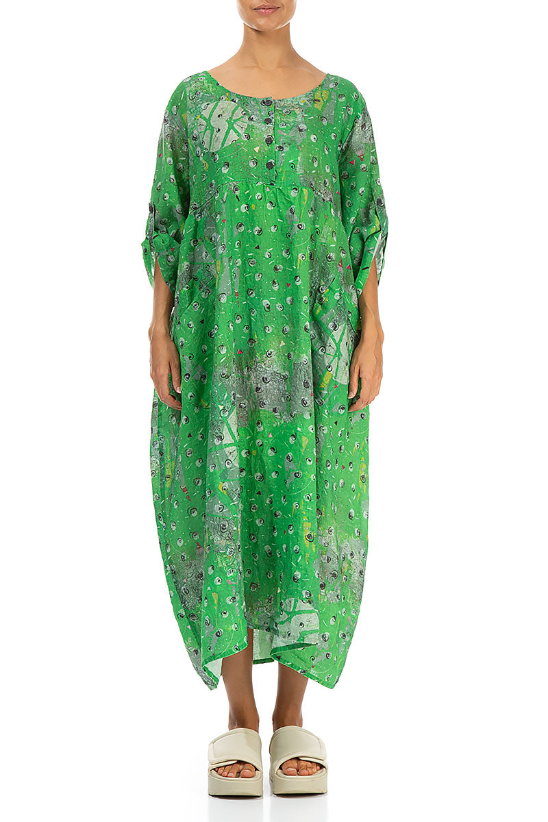 Buttoned Meadow Linen Dress 1