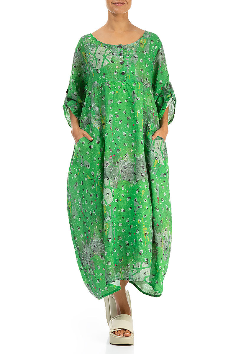 Buttoned Meadow Linen Dress 4